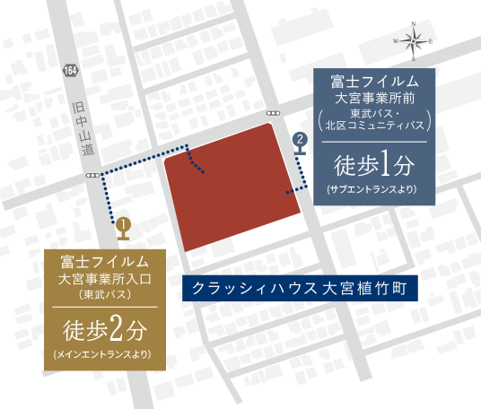 富士フイルム大宮事業所入口徒歩2分（メインエントランスより）